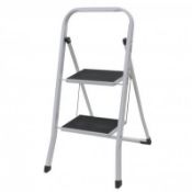 (KK185) Foldable 2 Step Ladder Stepladder Non Slip Tread Safety Steel The Foldable 2 St...