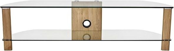 1 X Alphason Century 1500 Tv Stand - Light Oak & Clear Glass Rrp £109.99,,