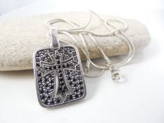 Silver cross pendant with silver chain