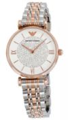EMPORIO ARMANI AR1926 TWO TONE GIANNI T-BAR LADIES WATCH