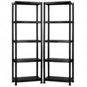 (LF161) 2x 5 Tier Black Plastic Heavy Duty Shelving Racking Storage Unit The black plastic r...