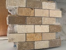 150 x Scambus Tumbled Travertine Mosaic 4.8x10cm