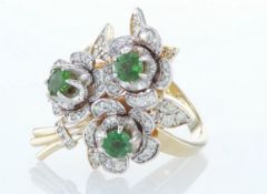 14 kt. Yellow gold - Ring - 1.54 ct Emerald - Diamonds