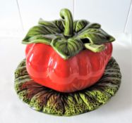 Vintage Majolica Tureen, Stand & Ladle