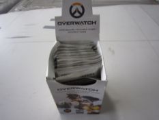 100. boxes of Overwatch sticker collection packs in retail packaging. Each box contains 48 packs con