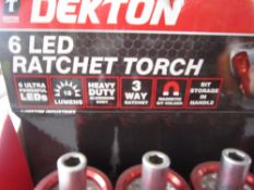 24. x Dekton 6 LED Ratchet Torch. Magnetic bit holder, compartment for bit storage and super bright