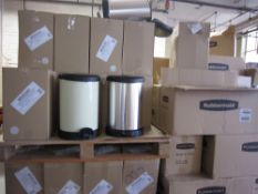 100 X Brand new and sealed Rubbermaid Pedal bin in Cream colour -some or all may have bubbling on so