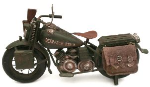 Vintage Metal Model Motor Bike Military Dispatch Rider