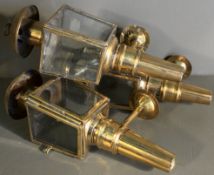 Antique 3 x Brass Carriage Lamps