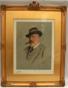 Antique Cecil Curtis Print of King Edward VII Glazed & Framed