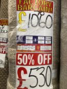 100% Wool Corsa Wheat 5.3M X 4M (17Ft3In X 13Ft) Looppile Hessian Back