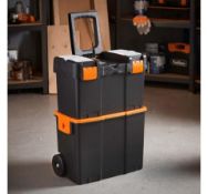 (AP184) Roller Tool Box Durable rubber wheels allow you to store and easily transport tools Two...
