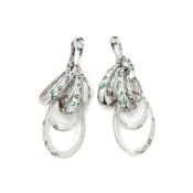 De Grisogono 18k White Gold Diamond & Emerald Drop Catene Earrings