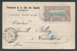 French Somali Coast 1901 (Dec. 21) Picture postcard from Djibouti to Luxembourg