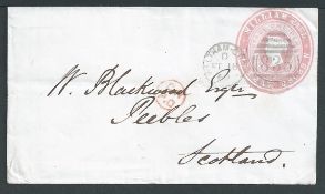 G.B. - Advertising Rings 1869 1d Pink postal stationery envelope with 