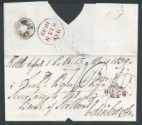 G.B. - Scotland 1839 Entire to Edinburgh backstopped by 
