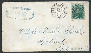 British Columbia c1860 Cover to the USA with blue oval 