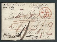 G.B. - London 1810 Entire letter from London to Bannockburn prepaid 2/2 but then endorsed 