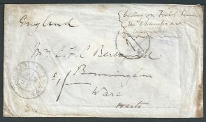 Transvaal / Natal 1881 Stampless cover (minor staining) endorsed 