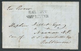 Bahamas 1855 Entire letter from New York addressed to 