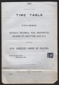 Fiji / New Hebrides 1891 Printed time table of steamers from Sydney to Fiji, New Caledonia and the N