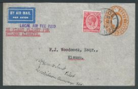 Kenya , Uganda & Tanganyika 1931 (July 7) 10c Postal stationery envelope franked 15, carried on the