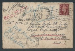 Saint Helena 1939 (Sep 3) Cover from Somerset to a Royal Engineer 