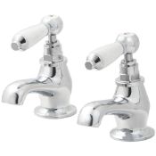 (AQ19) BREAN PILLAR BATH TAPS. 1/4 Turn Suitable for High & Low Pressure Systems Chrome Wast...