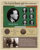 Patrick Pearse Easter Rising Original Penny Coin Birth & Death Metal Montage