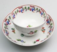 An attractive New Hall porcelain Tea Bowl & Saucer C.18thC