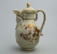 A good Royal Worcester porcelain lidded Mask Jug C.1889