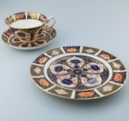 A good Royal Crown Derby porcelain Trio, Cup Saucer & Plate, imari colours C.1935