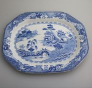 English Ironstone Pottery William Turner blue & white Platter / Meat Plate C.1810