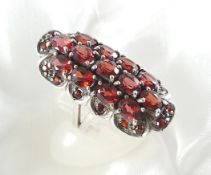 Large Silver Ring With Garnet