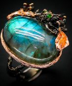 Unique Silver Ring With Labradorite