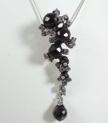 Silver Pendant Black And White Stone And Silver Chain
