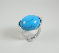 Silver Ring Set With Turquoise