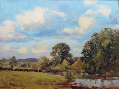 J D Henderson Scottish 20th Century Colourist signed oil on board “The Kelvin Burn”