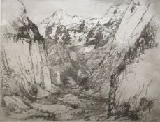 Donald Shaw Maclaughlin (Canadian 1876-1938) “Lauterbrunnen” Swiss Alps signed etching