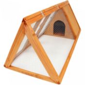 (L56) Wooden Outdoor Triangle Rabbit Guinea Pig Pet Hutch Run Cage High Quality Fir Wood Con...