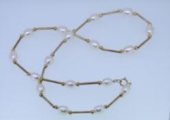 9k Yellow Gold Fresh Water Cultured Pearl Threaded Necklace