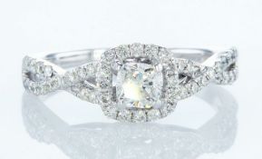 14K White gold ring 1.10CTW
