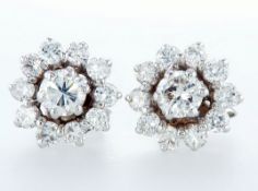 14 kt. White gold - Earrings - 1.30 ct Diamond - Diamonds
