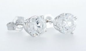 14 kt. White gold - Earrings - 2.00 ct Diamond - Diamonds