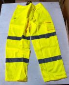 25 x Vizwear HI Viz yellow polycotton trousers in size 2XL new in original packaging