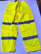 25 x Vizwear HI Viz yellow polycotton trousers in size 2XL new in original packaging