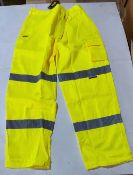 10 x Hi Viz yellow cargo trousers in size large new in original packaging