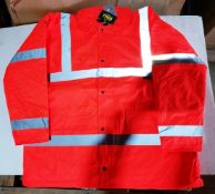 10 x Vizwear Hi Viz orange Parka jackets in size XXXXL (4XL) new in original packaging