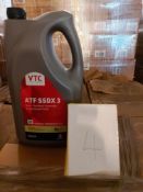 116 x 5 litre tubs of VTC ATF SSDX 3 semi synthetic automatic transmission fluid on 1 pallet (palle