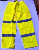 100pcs assorted size x Vizwear HI Viz yellow polycotton trousers in size 2XL, 3XL & 4XL new in ori